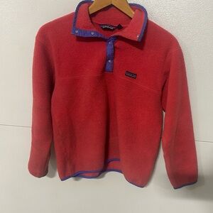 Patagonia Red Fleece Sweatshirt with Blue Trim